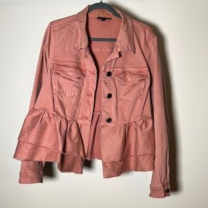 Lane Bryant Peach Peplum Denim Jacket | Size 18